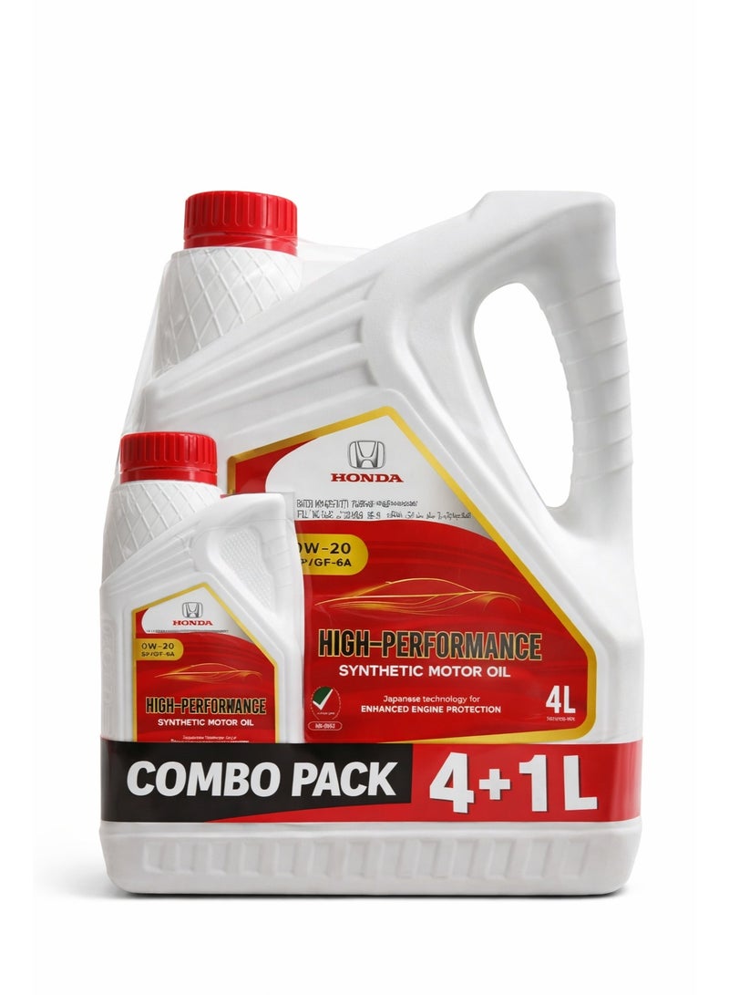 باك كومبو زيت محرك صناعي عالي الأداء هوندا 0W-20 SP/GF-6A – 4 لتر + 1 لتر